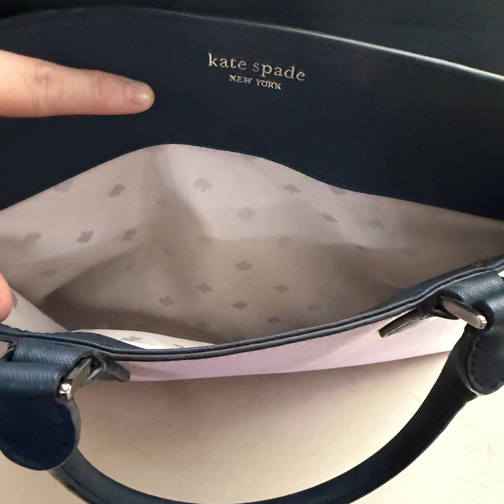 Kate Spade Large Cameron Satchel Lavender, Navy & White - Picture 8 of 10